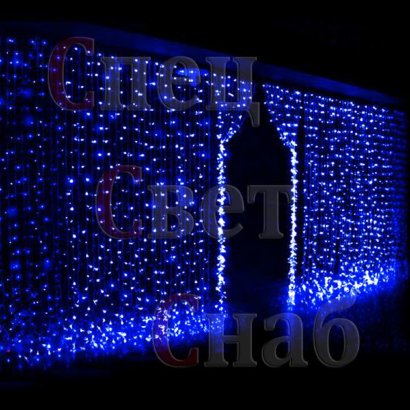 Светодиодный занавес "Дождь" Синий 2 х 3 м 
