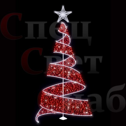 Светодиодная уличная елка "Спираль" 4 м Красная
