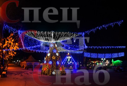 Новогодняя уличная гирлянда для ели "Звездное небо навес" морозостойкая.  Бело-синее свечение